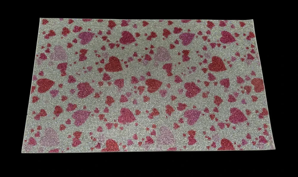 Pink & Red Hearts Self-Adhesive Rhinestone Sheet 15.75 x 9.45